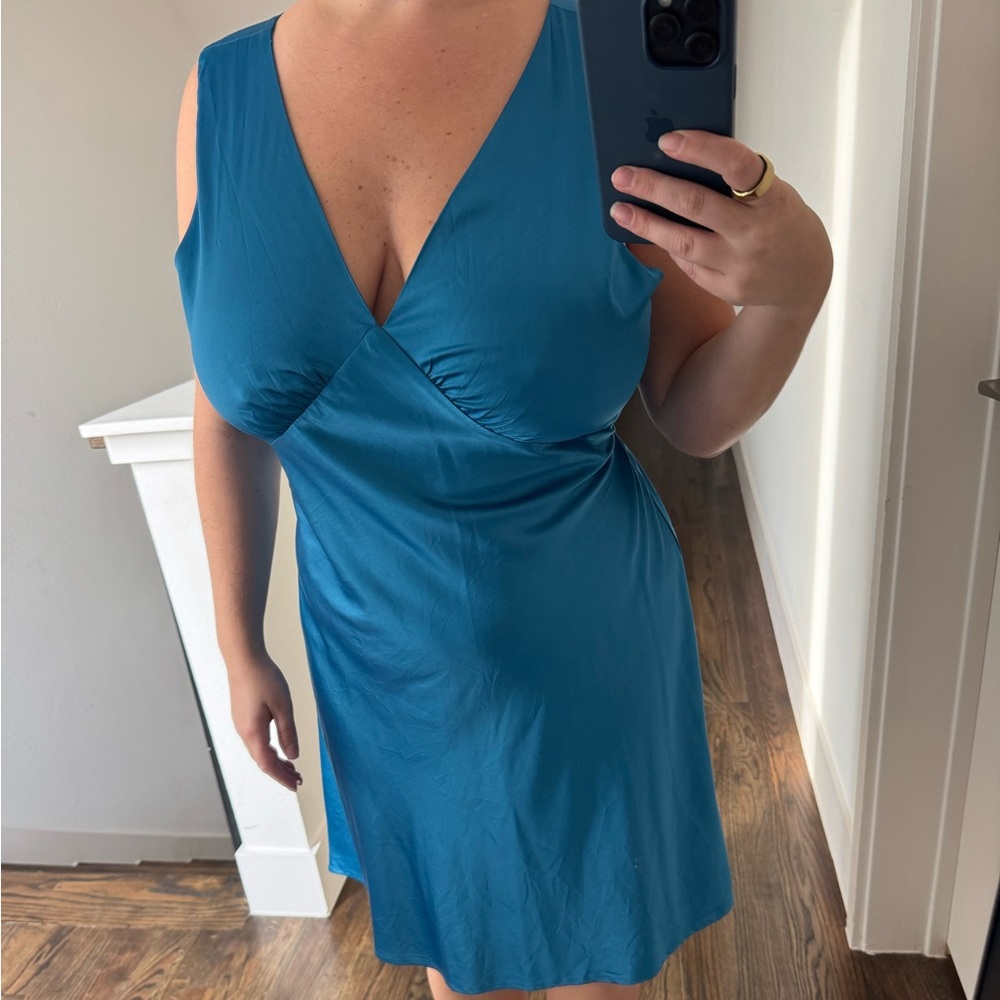 Chic Teal Sleeveless Mini Dress